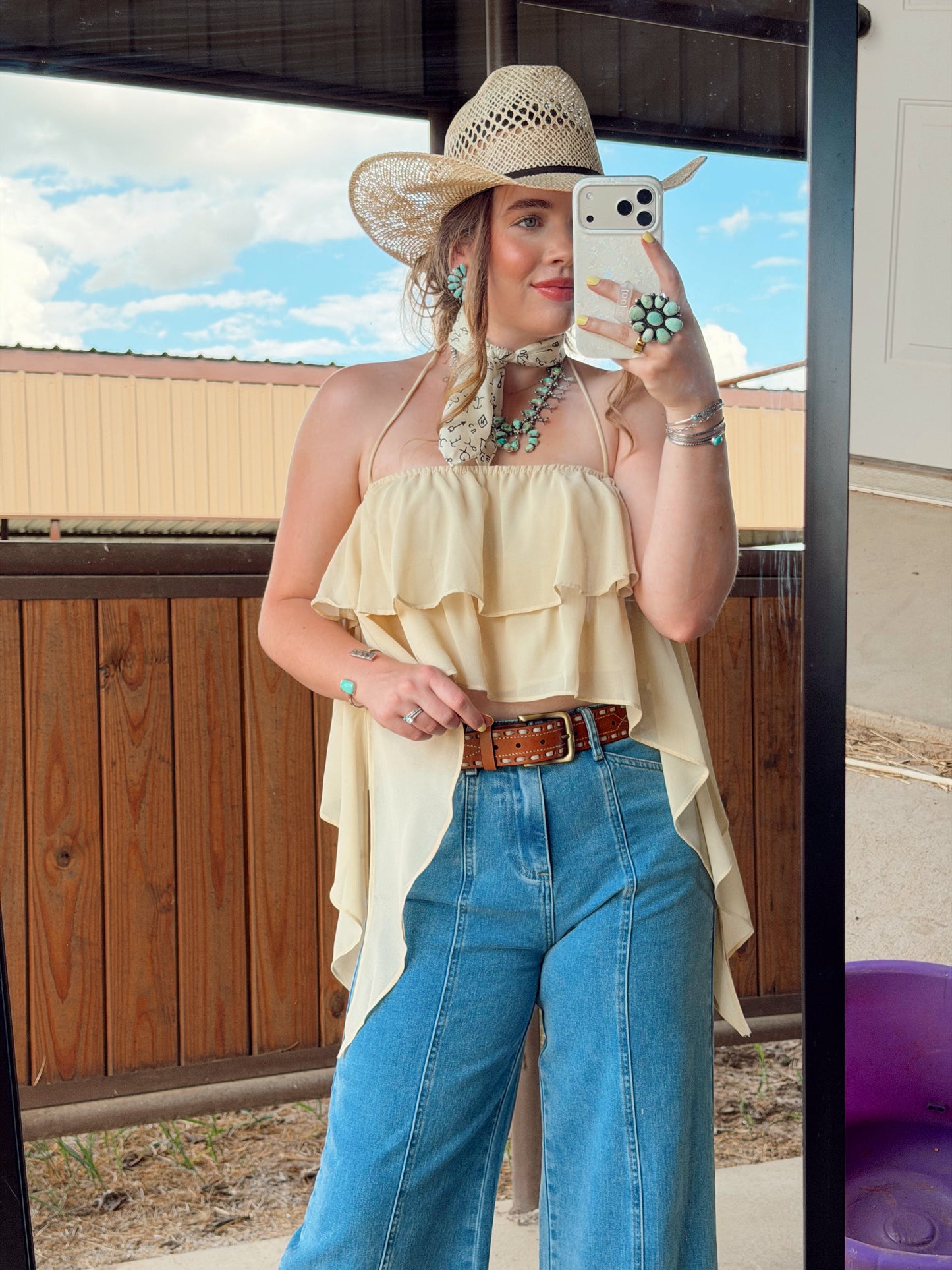 The Bryn Ruffle Halter Top