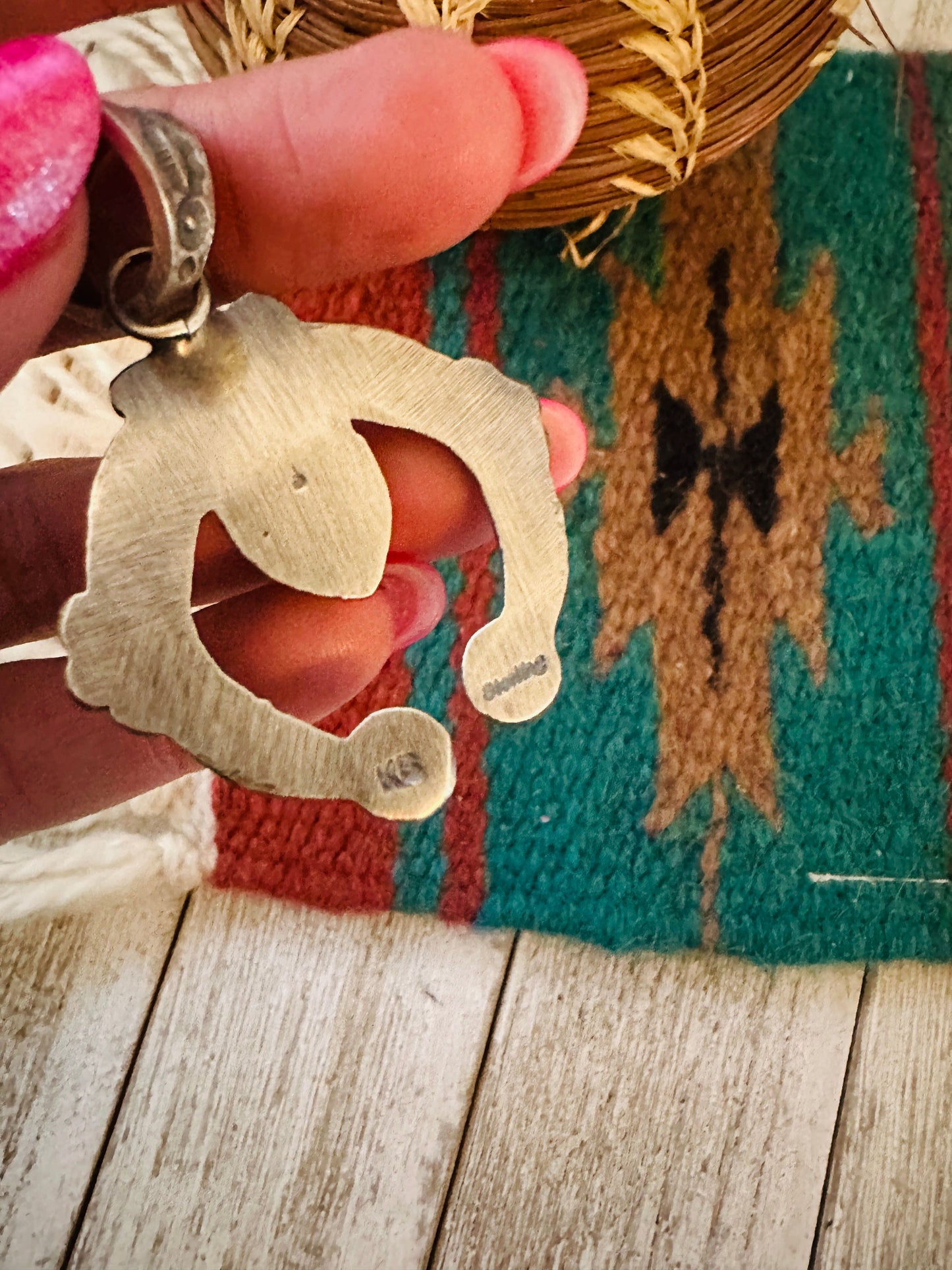 Navajo Sterling Silver & Golden Hills Turquoise Naja Pendant by Kevin Billah