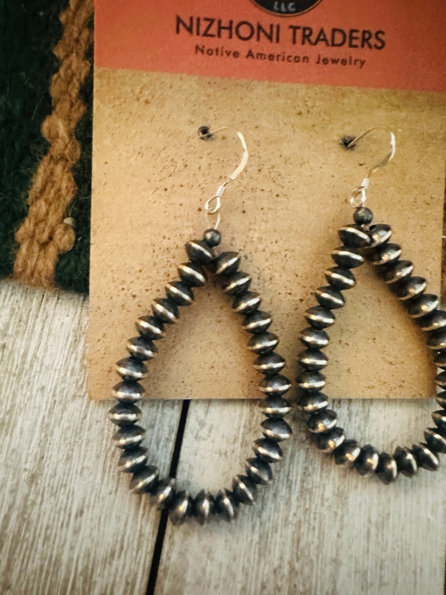 Navajo Sterling Silver Saucer Pearl Dangle Hoop Earrings