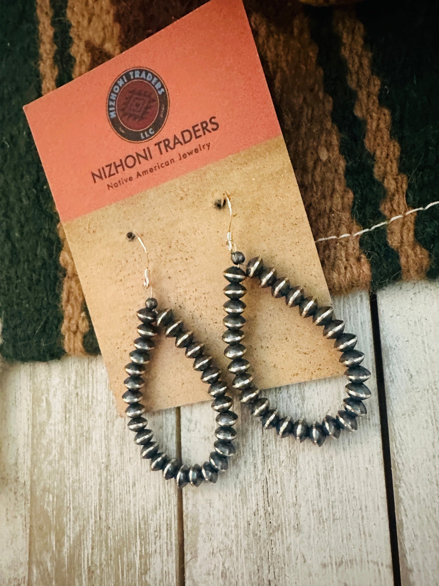 Navajo Sterling Silver Saucer Pearl Dangle Hoop Earrings