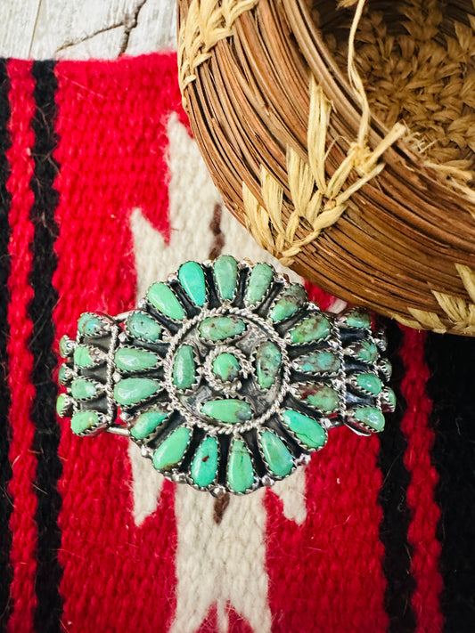 Handcrafted Turquoise & Sterling Silver Cluster Cuff Bracelet