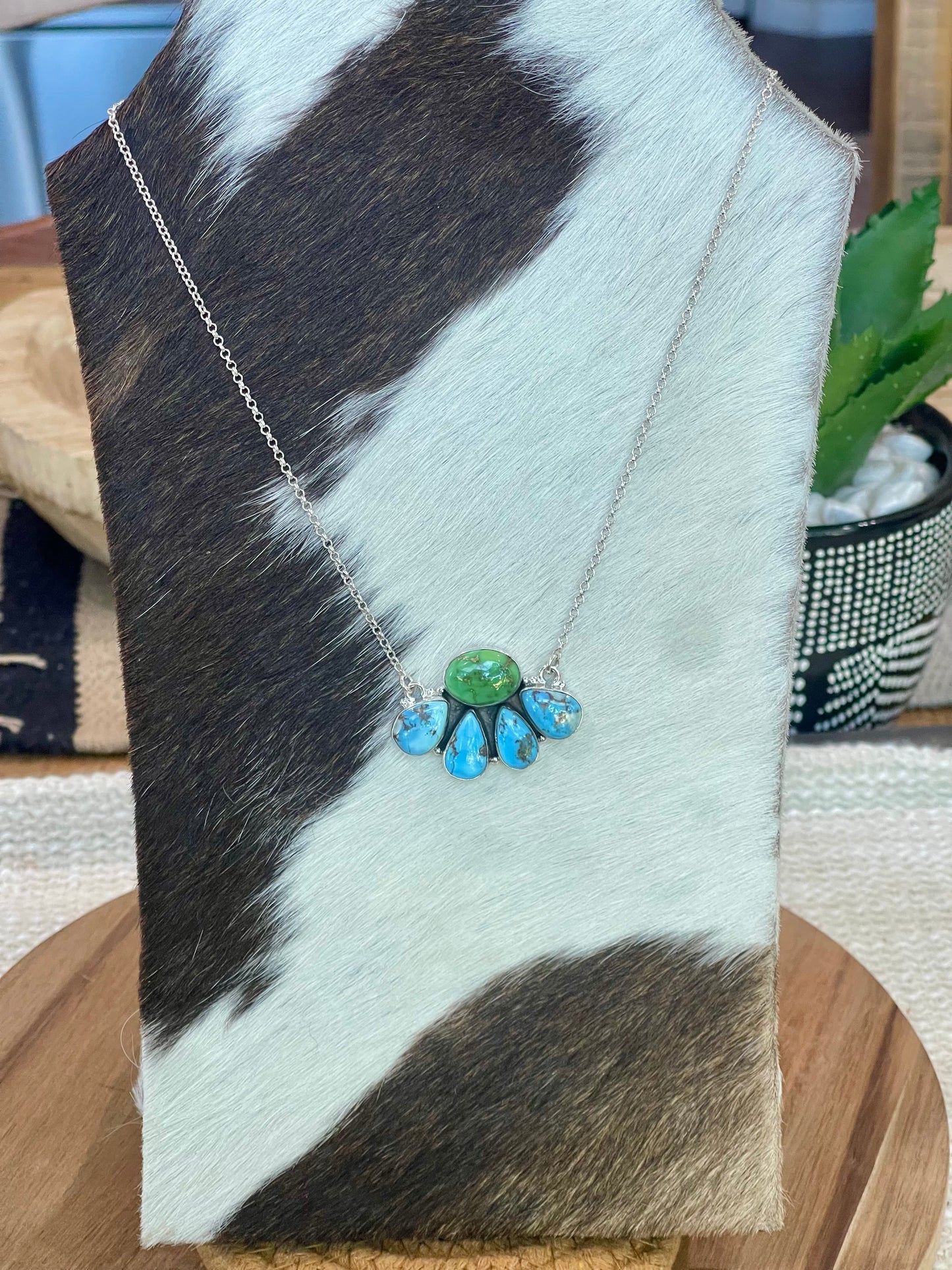 Handcrafted Sterling Silver, Sonoran Mountain Turquoise & Golden Hills Necklace