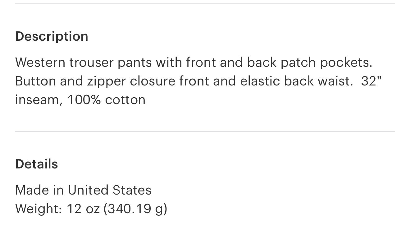 Chasing Cowboys Western Trouser Pants