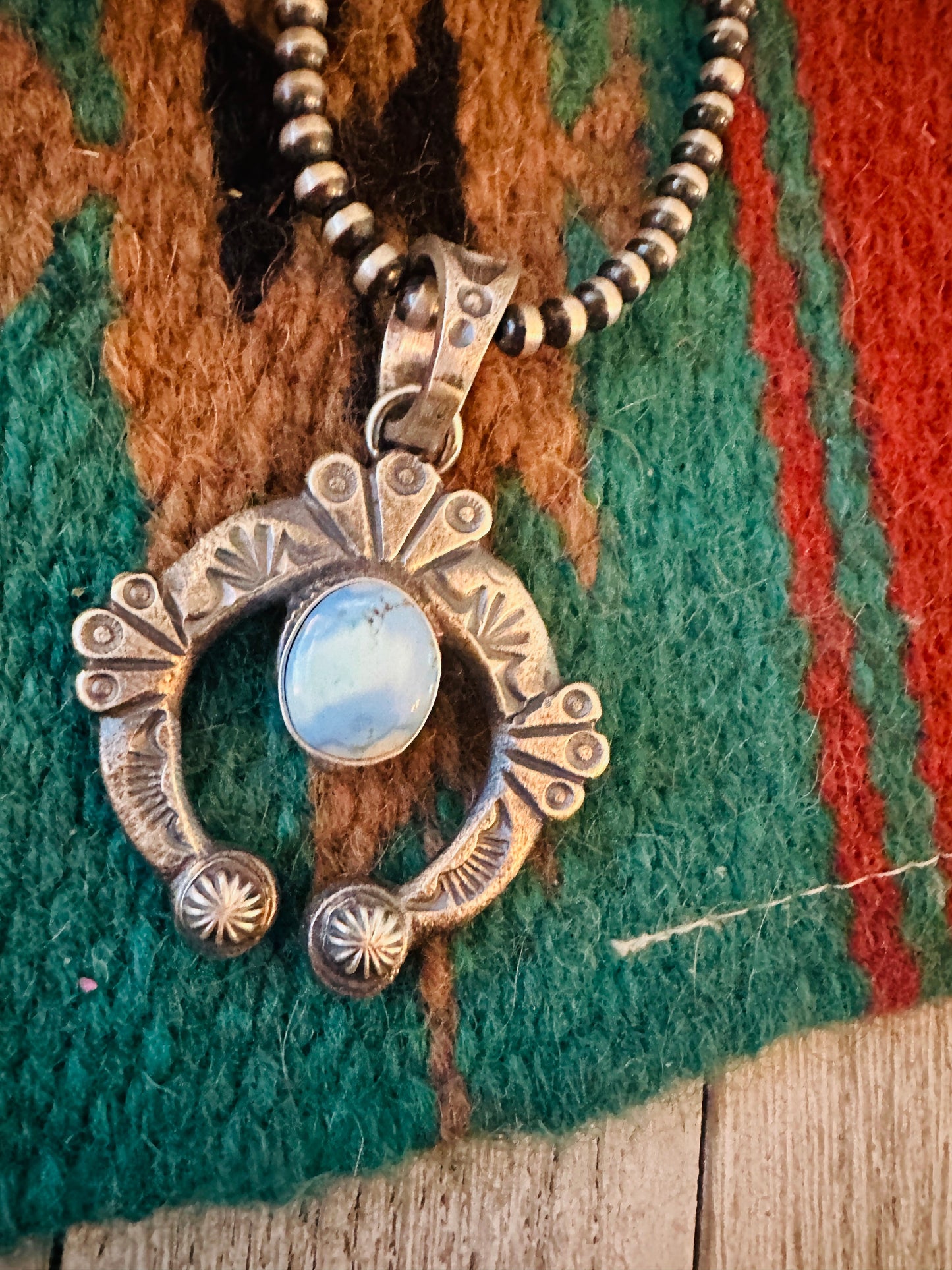 Navajo Sterling Silver & Golden Hills Turquoise Naja Pendant by Kevin Billah