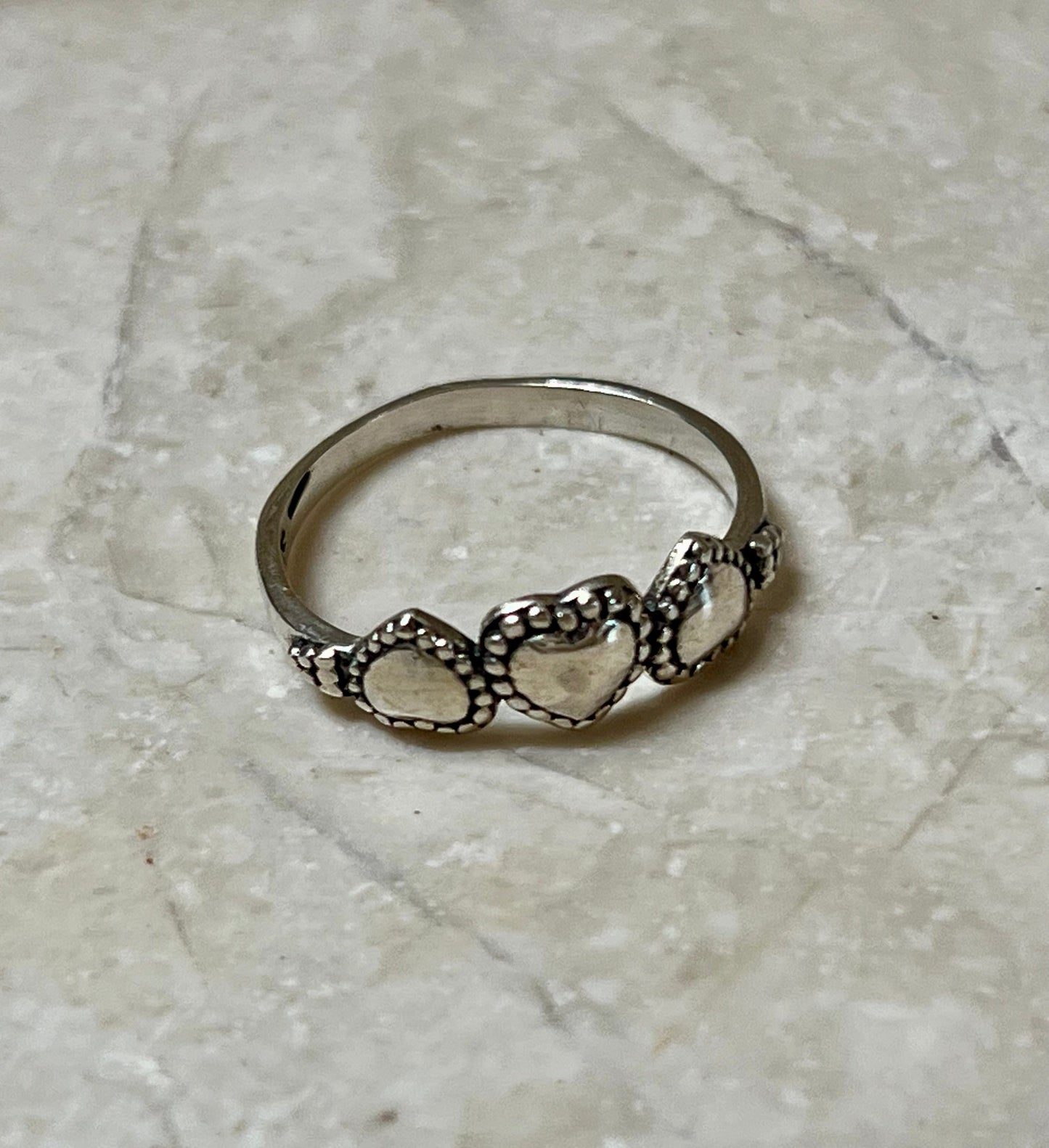 3 Hearts Sterling Silver Band Ring