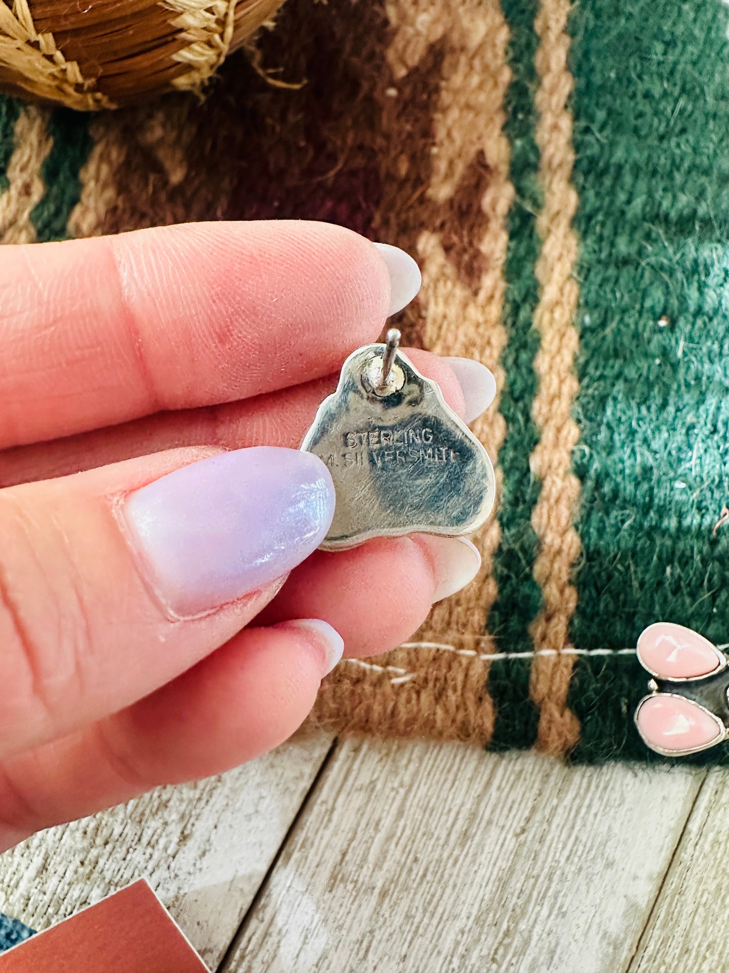 Navajo Queen Pink Conch & Sterling Silver Cluster Post Earrings