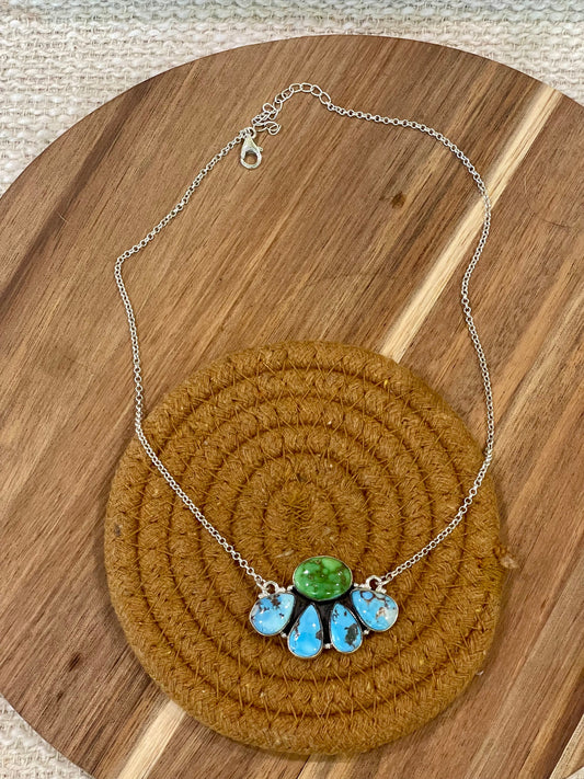 Handcrafted Sterling Silver, Sonoran Mountain Turquoise & Golden Hills Necklace