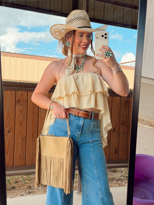 The Bryn Ruffle Halter Top