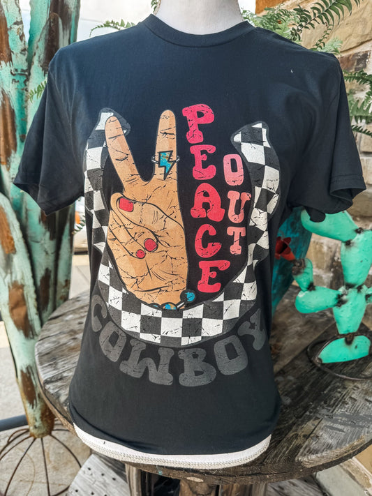 Peace Out Cowboy on Tee