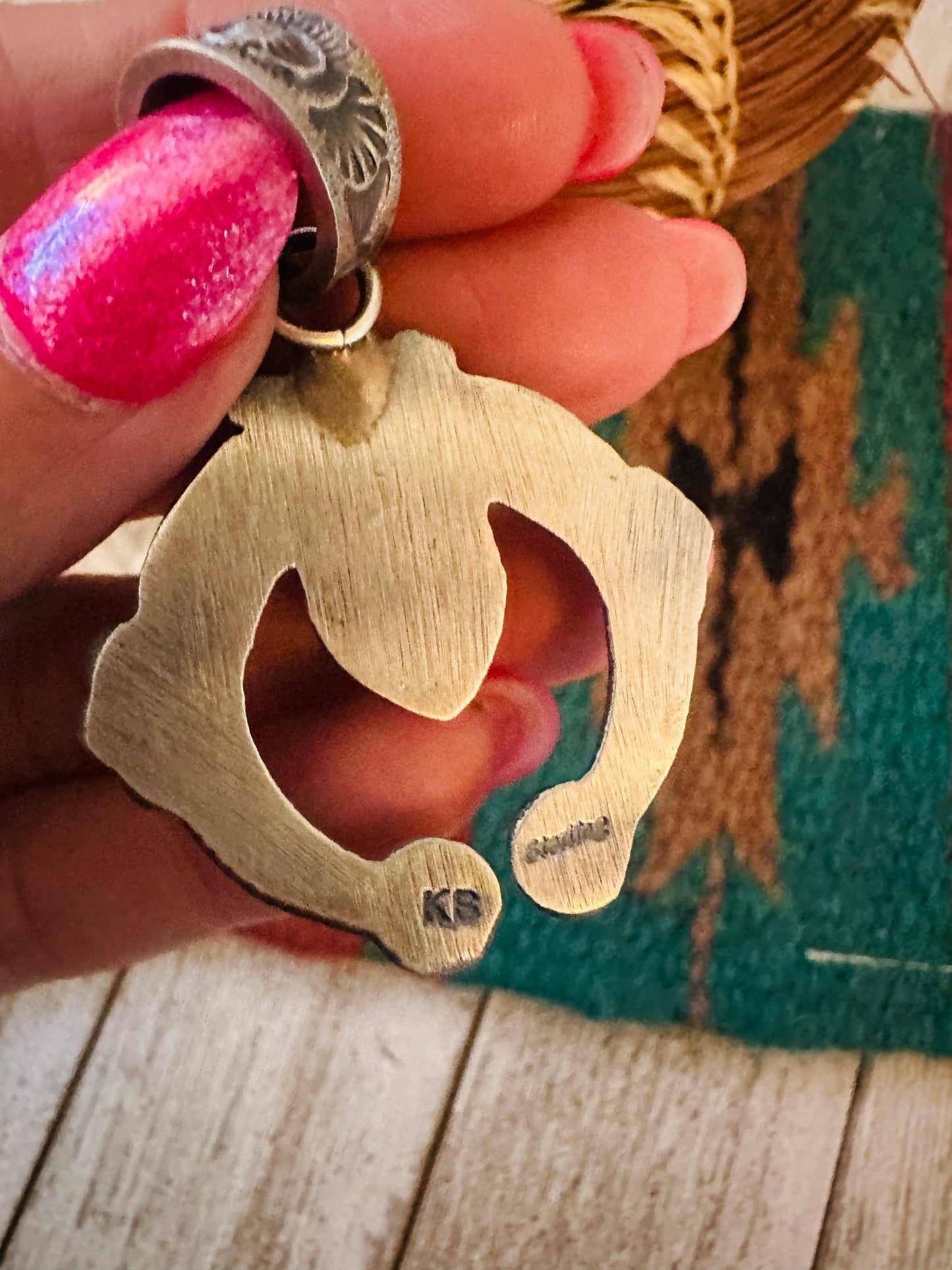 Navajo Sterling Silver & Golden Hills Turquoise Naja Pendant by Kevin Billah
