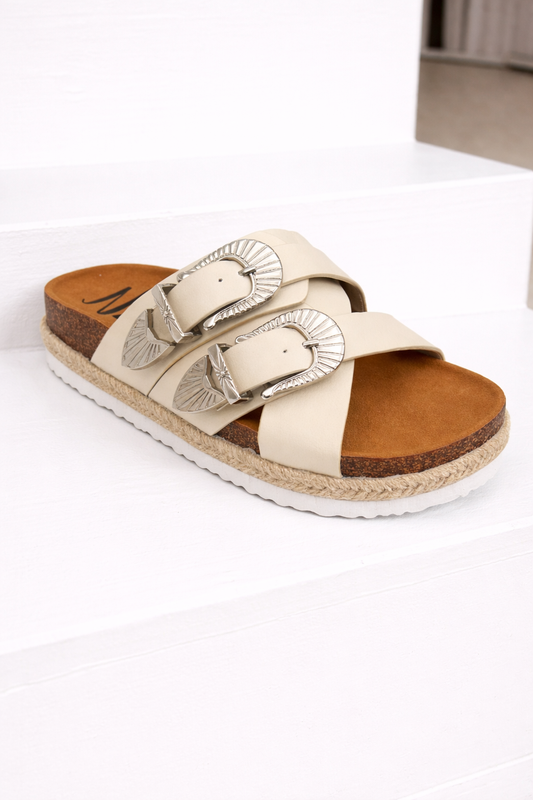 Iris Buckle Sandal in Cream
