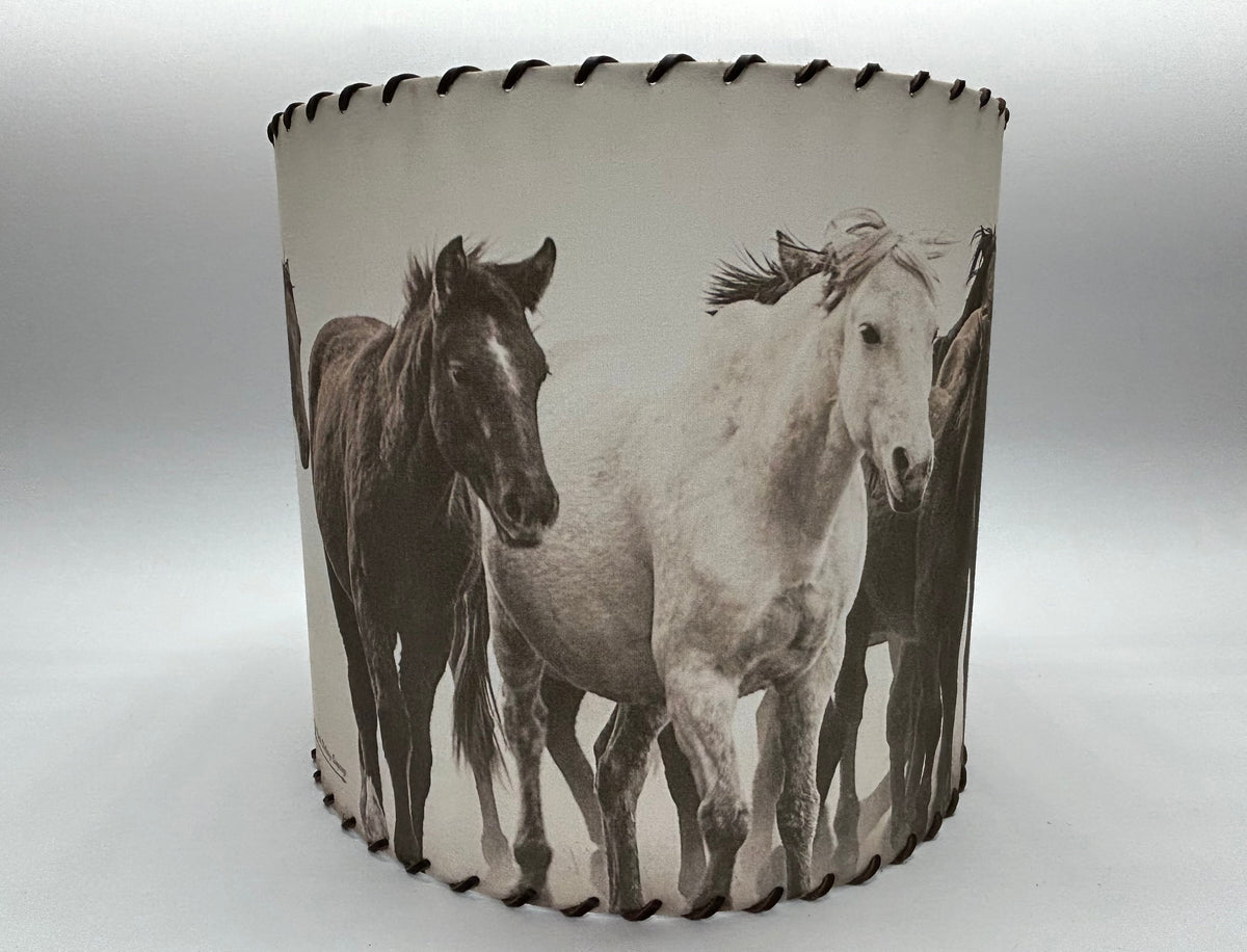 Horses in the Fog Lampshade