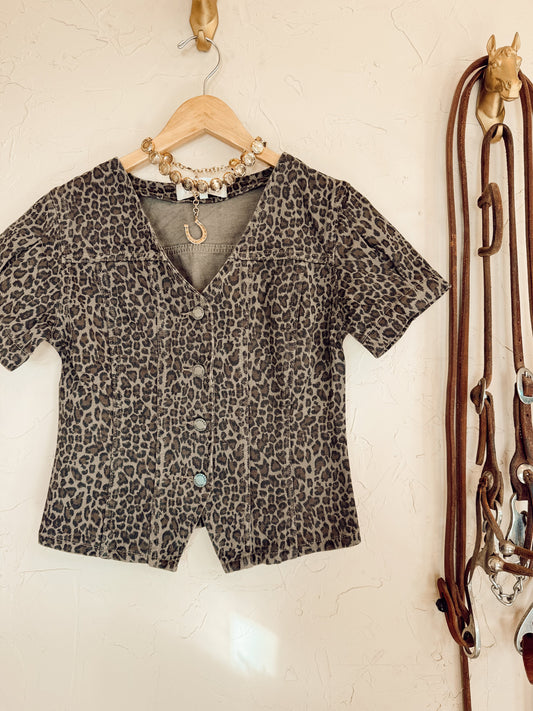 The Logan Leopard Denim Top