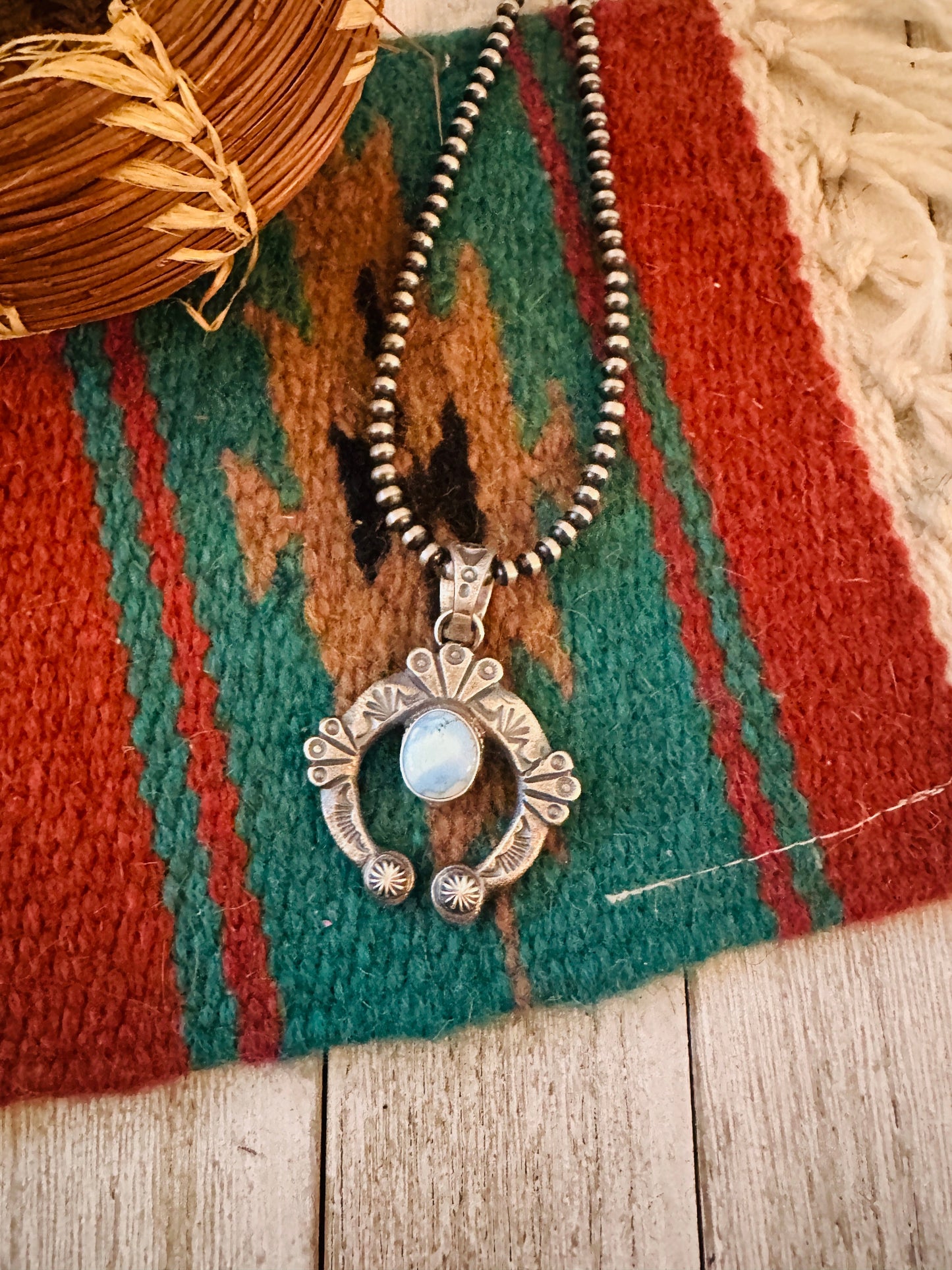 Navajo Sterling Silver & Golden Hills Turquoise Naja Pendant by Kevin Billah