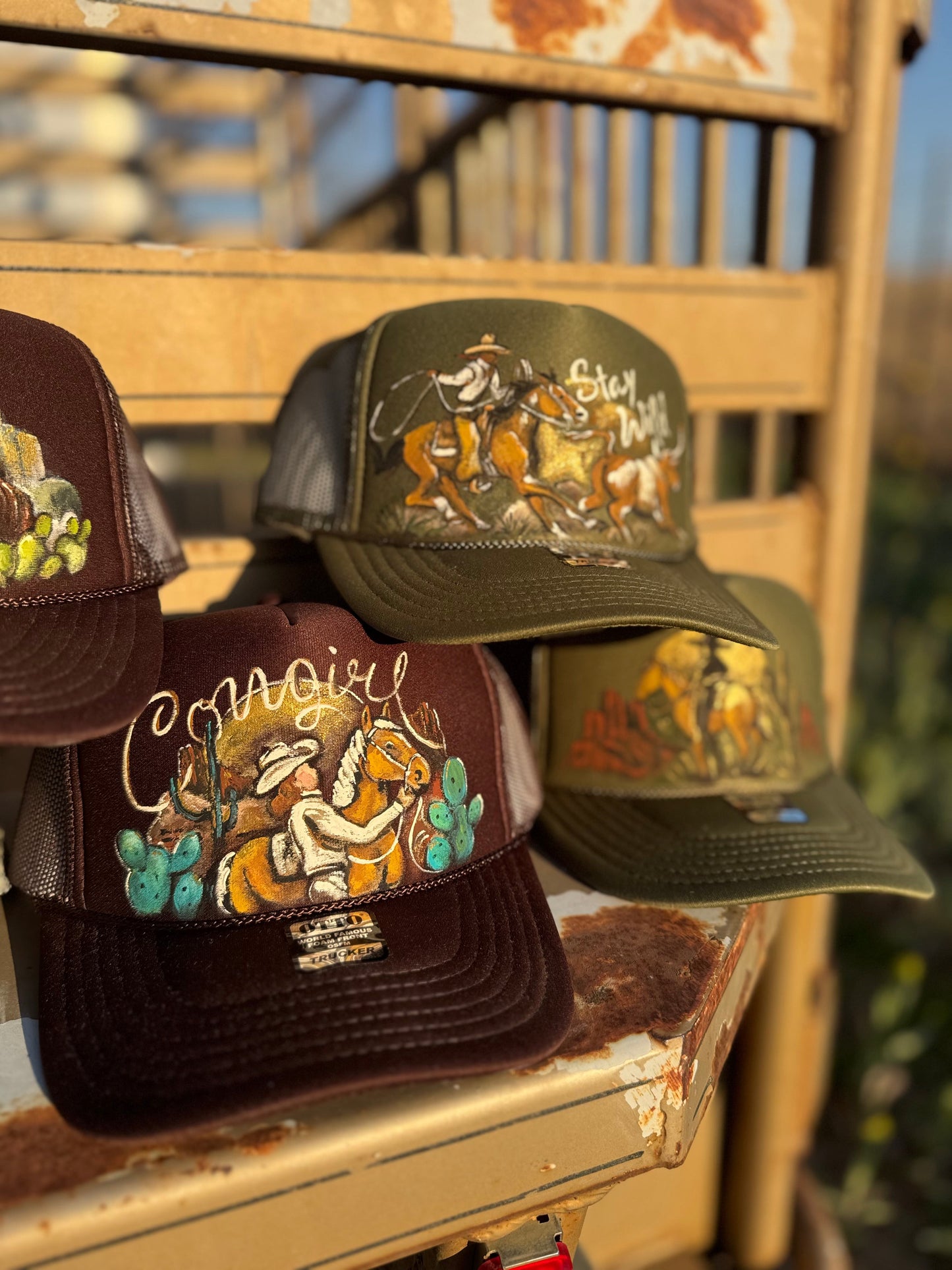 Wild West Hand Painted Trucker Cap