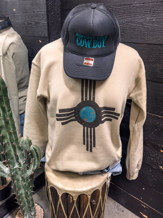 Zia Sun Turquoise Stone Sweatshirt