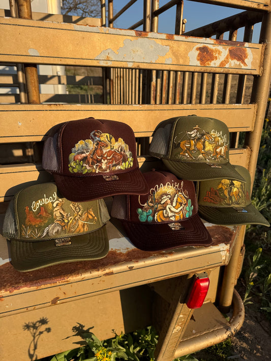 Wild West Hand Painted Trucker Cap