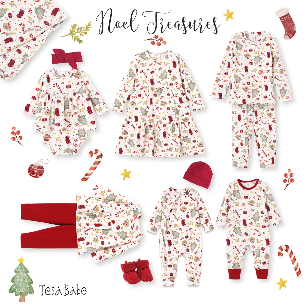 Girls’ Christmas Dress – Bamboo Holiday Tiered Twirl Dress