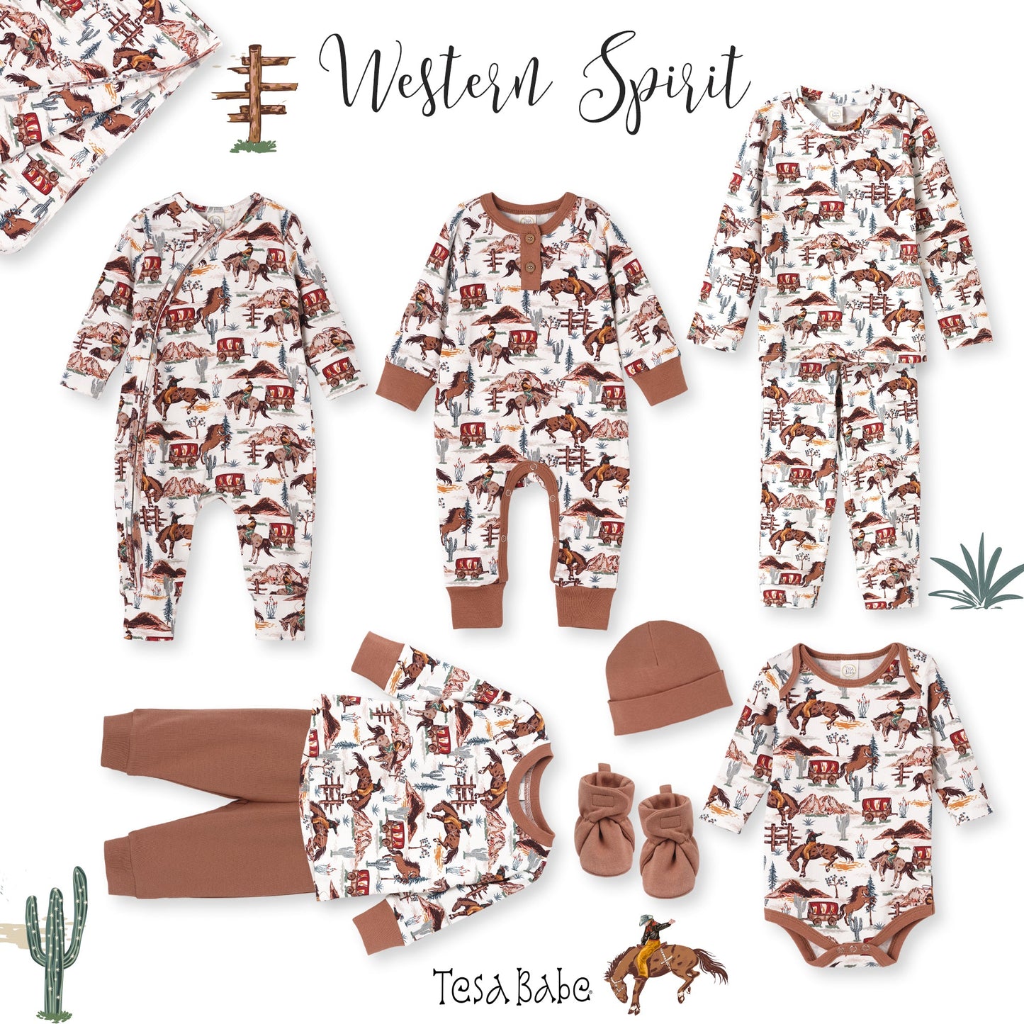 Cowboy Henley Romper - Bamboo Western Spirit Baby Boy