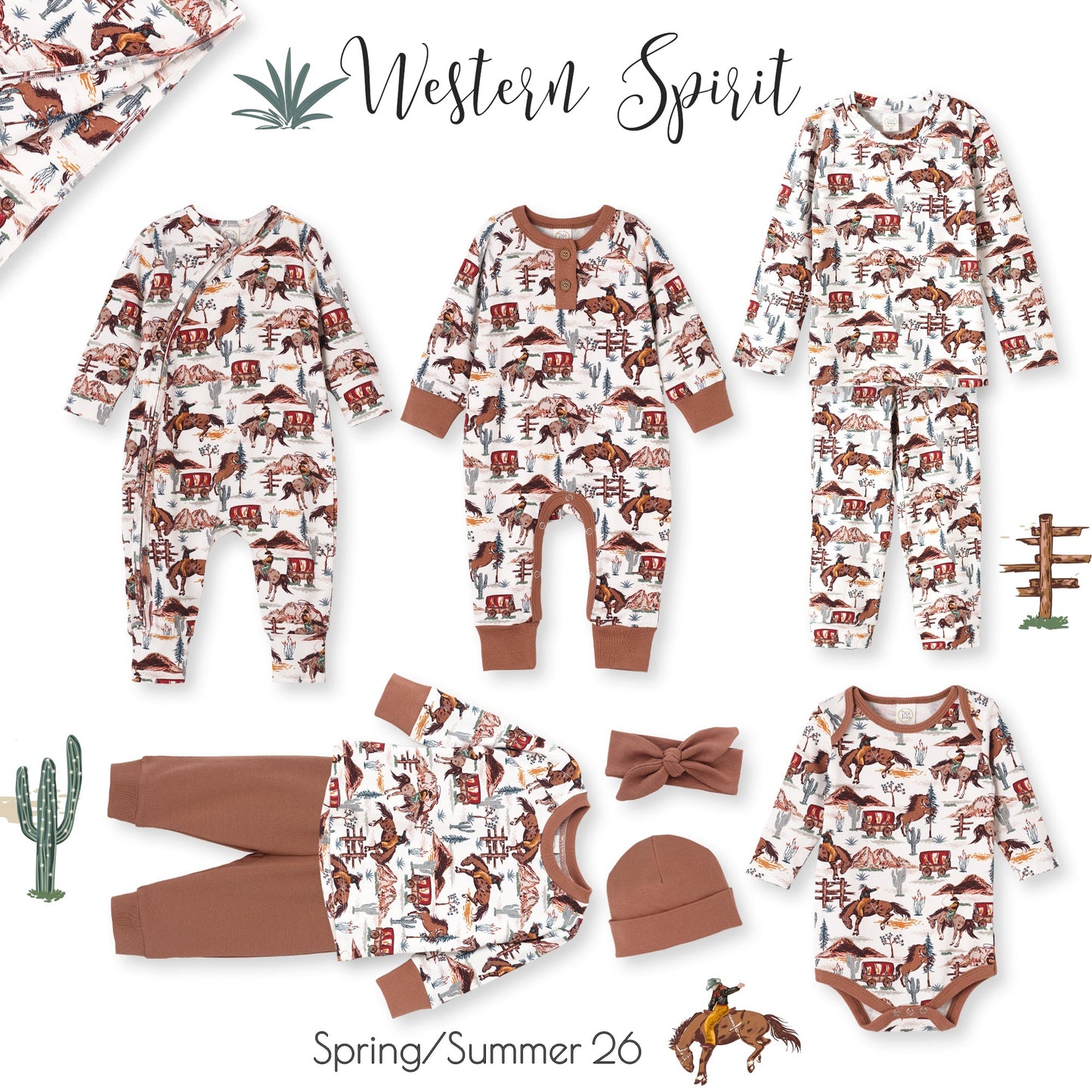 Cowboy Henley Romper - Bamboo Western Spirit Baby Boy