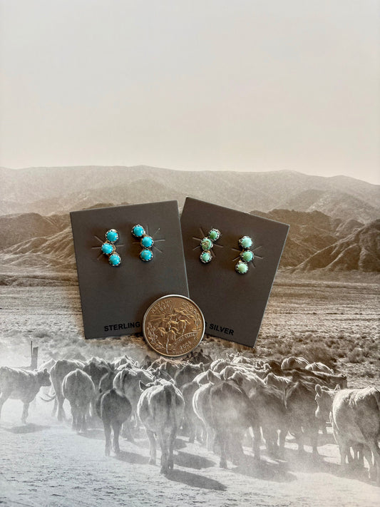 Small Triple Stone Kingman Studs