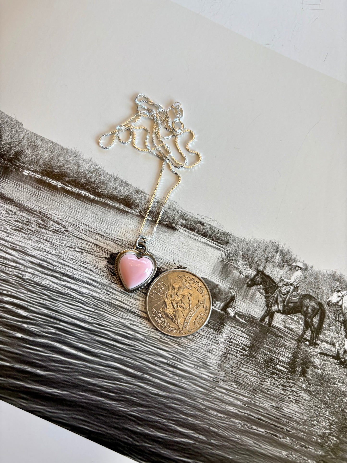 Pink Conch Heart Necklace