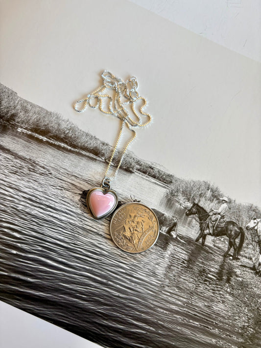 Pink Conch Heart Necklace