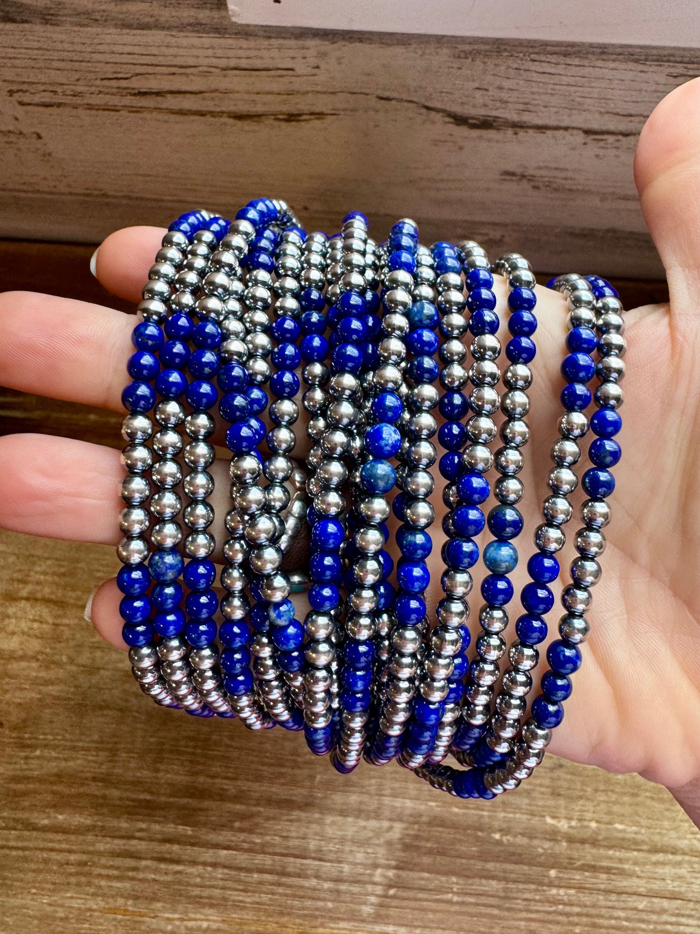 18-Inch Lapis & Sterling Silver Pearl Necklace