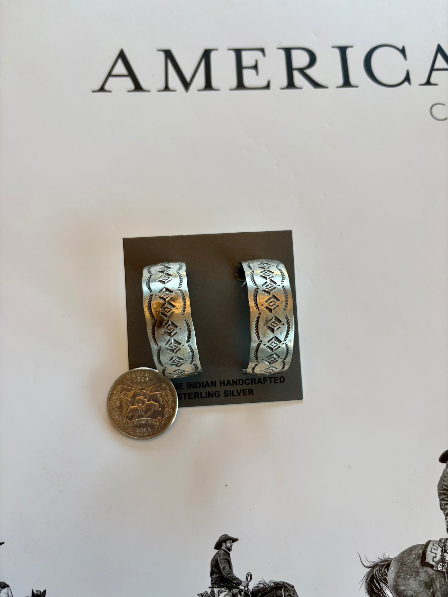 Large Stamped Sterling Hoops