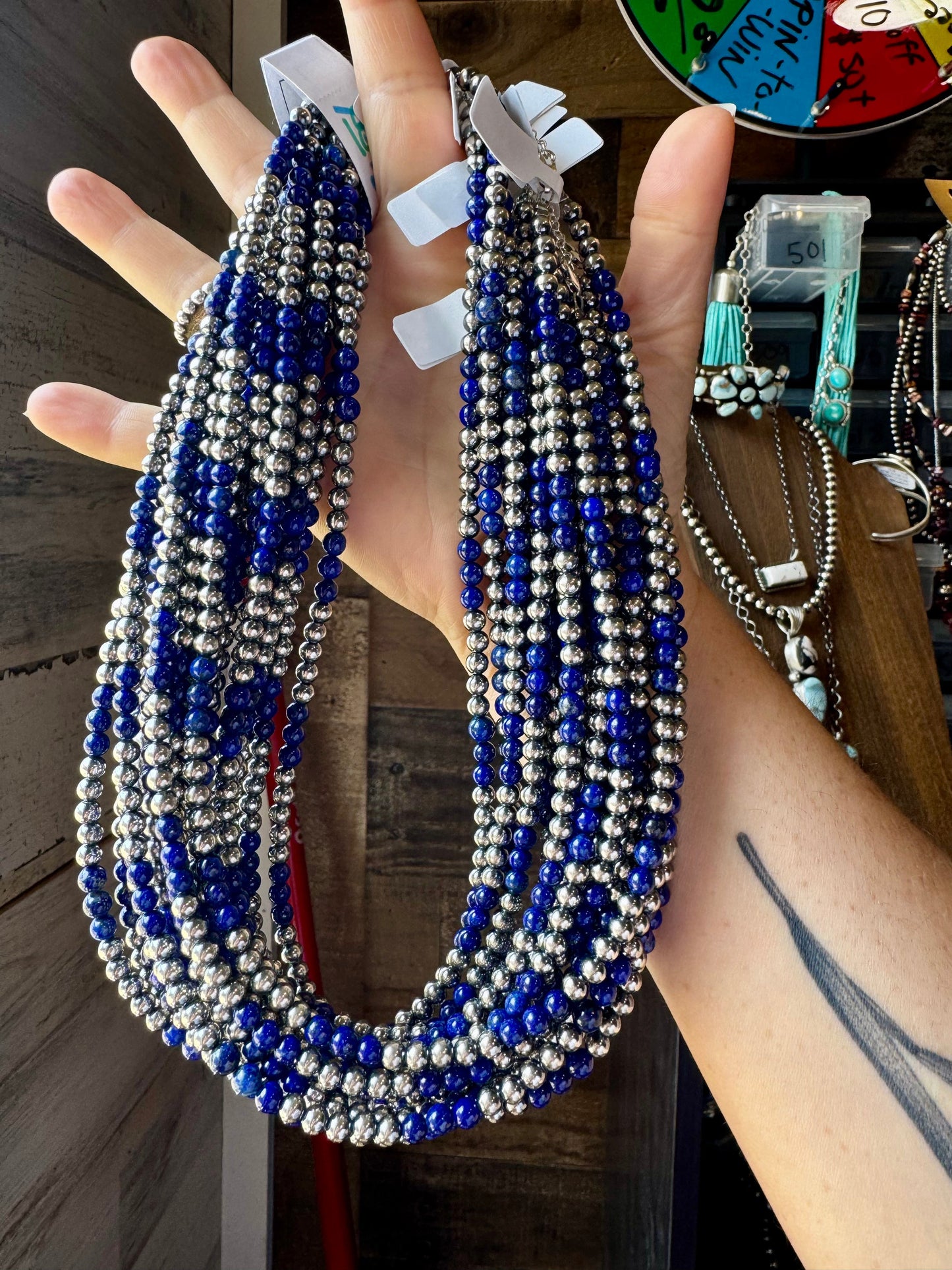 18-Inch Lapis & Sterling Silver Pearl Necklace