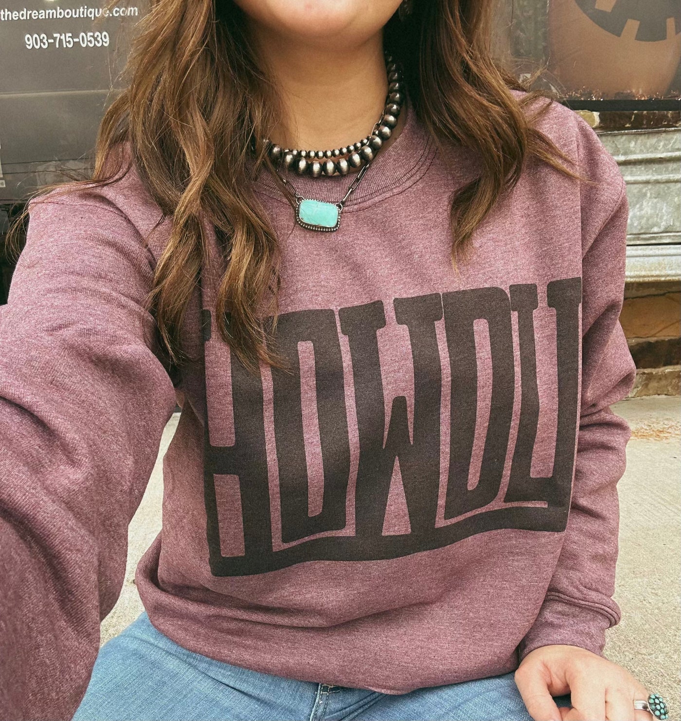 Howdy Bold on Maroon Sweatshirt