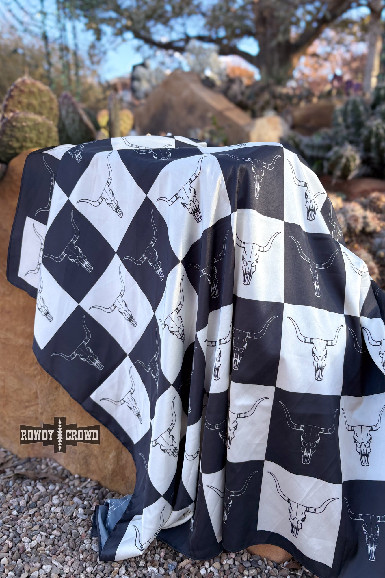 BLACK Checkered Skull Wild Rag