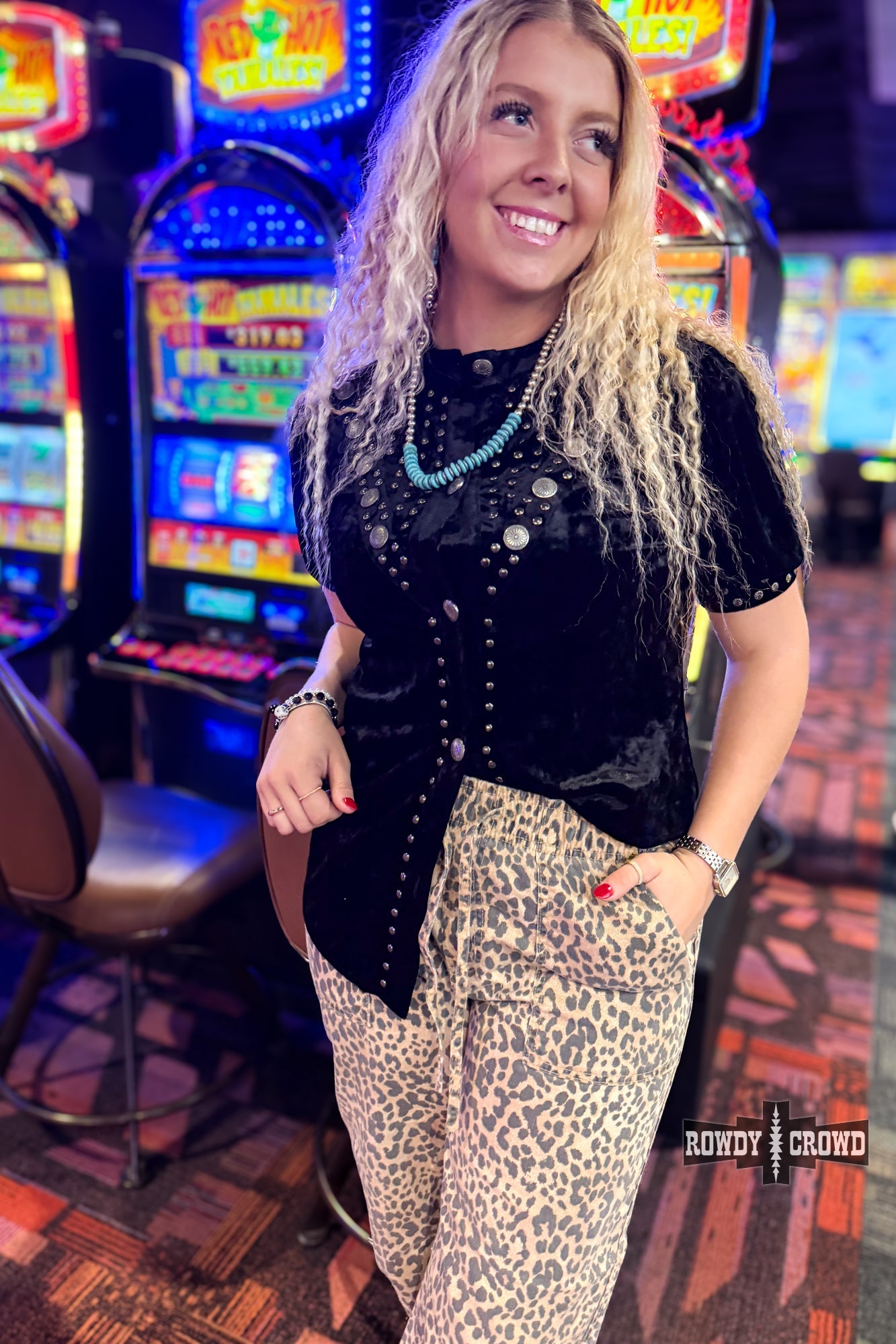 BLACK Vallejo Velvet Button Up