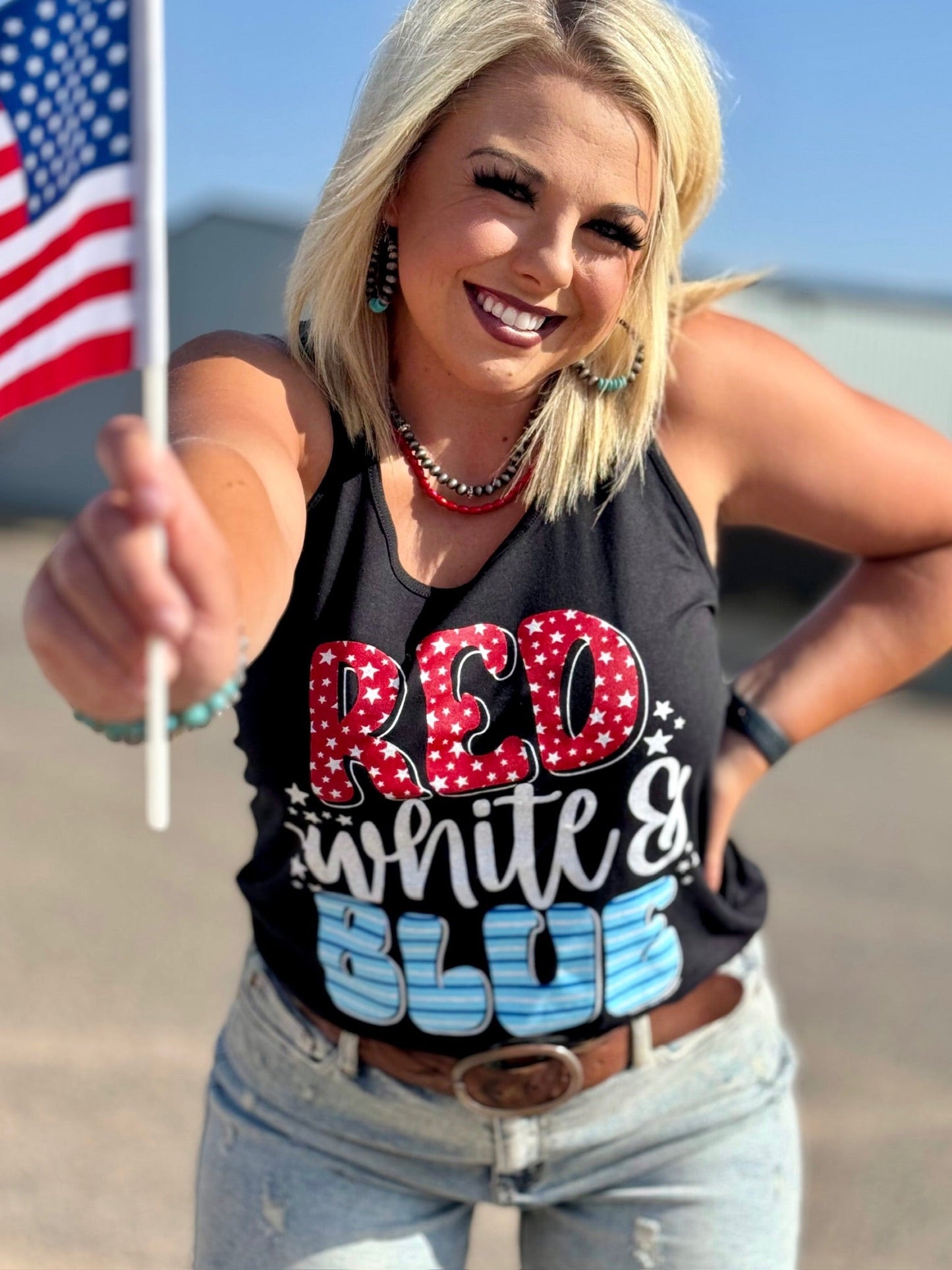 Red, White & Blue V-neck