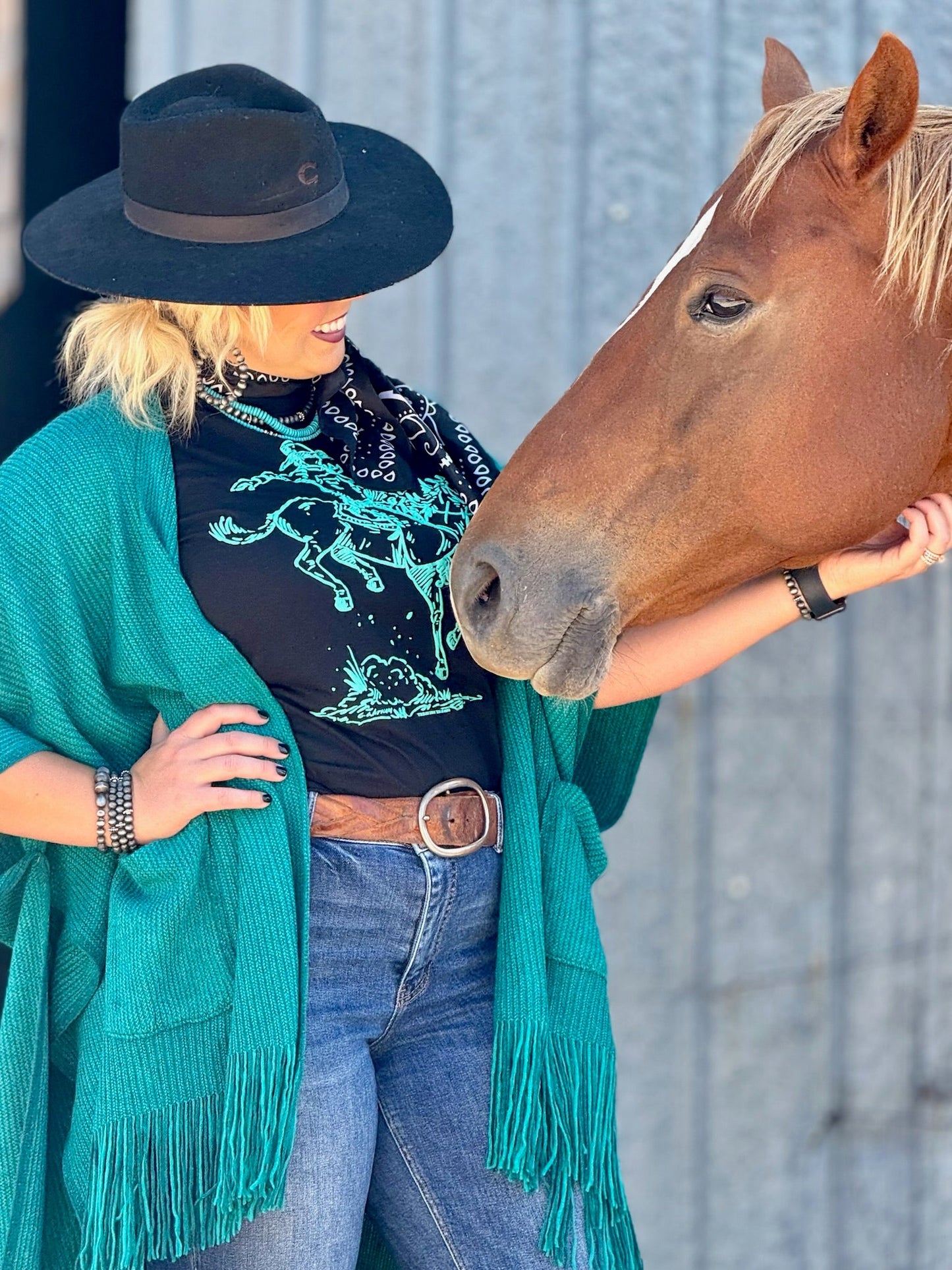 Roughrider in Turquoise Puff Tee