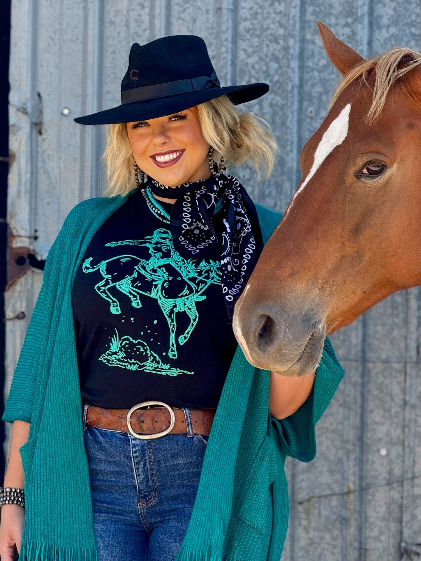 Roughrider in Turquoise Puff Tee