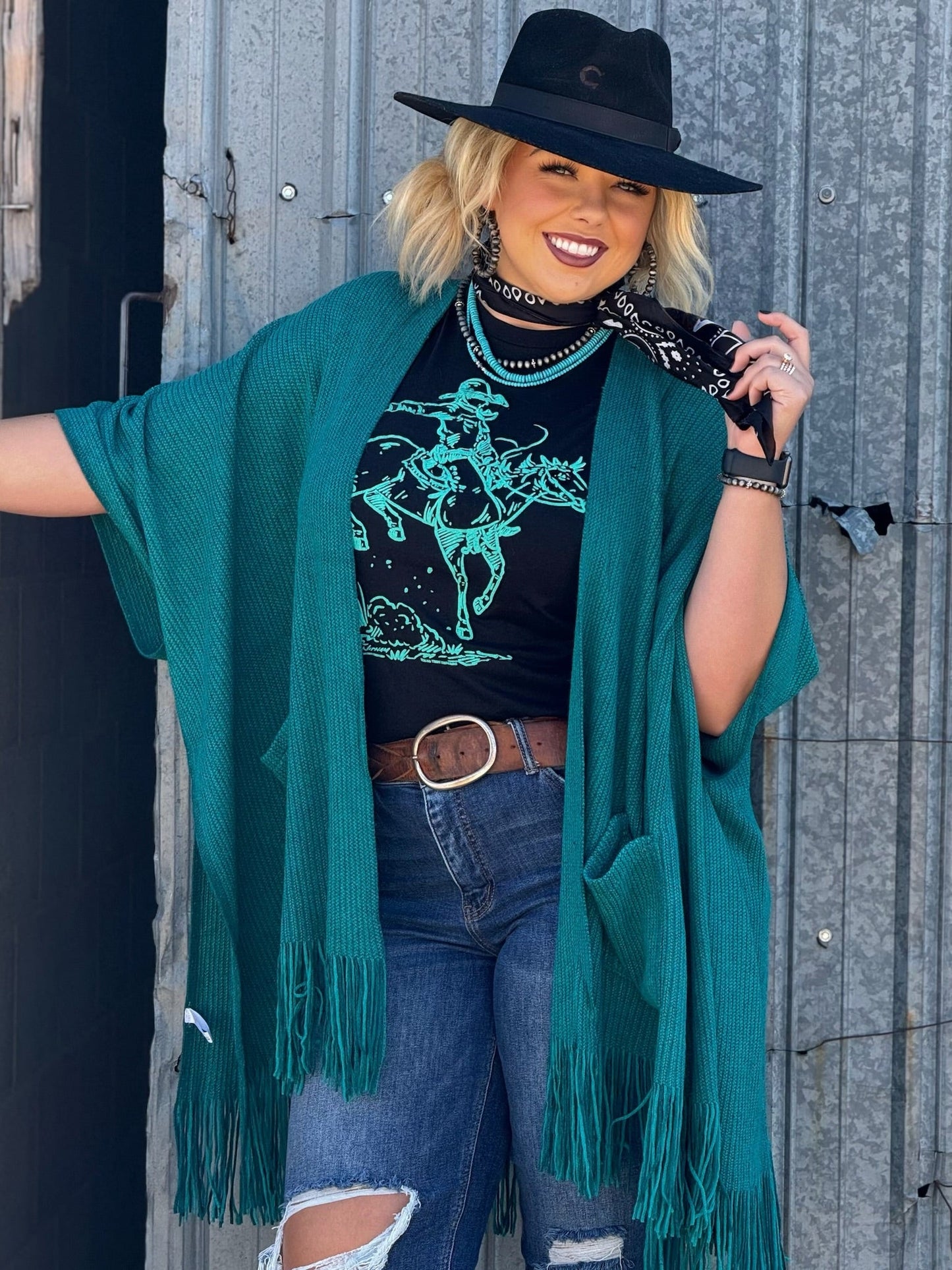 Roughrider in Turquoise Puff Tee