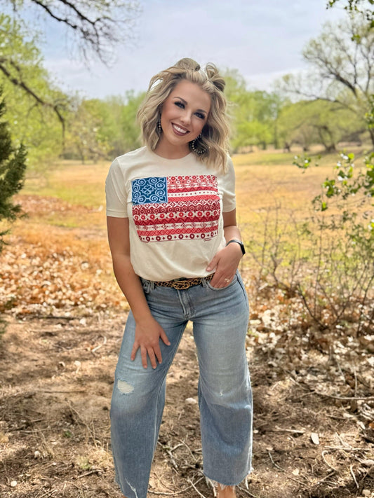 Barbara's Paisley Flag Tee