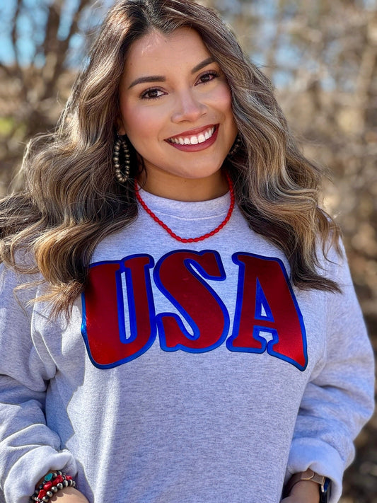 USA in Glitter & Puff Sweatshirt