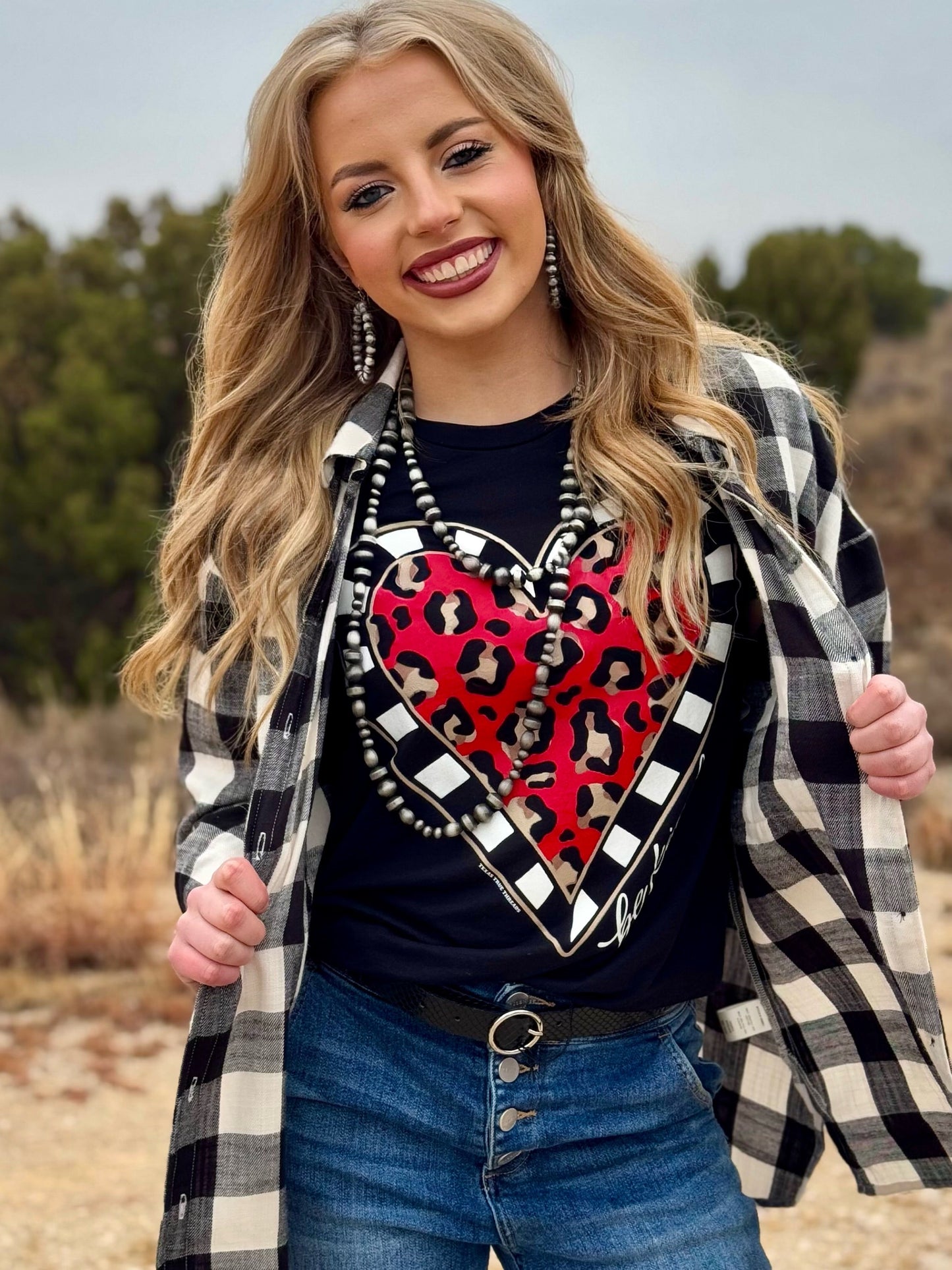 Be Kind Leopard Heart Short Sleeve Tee