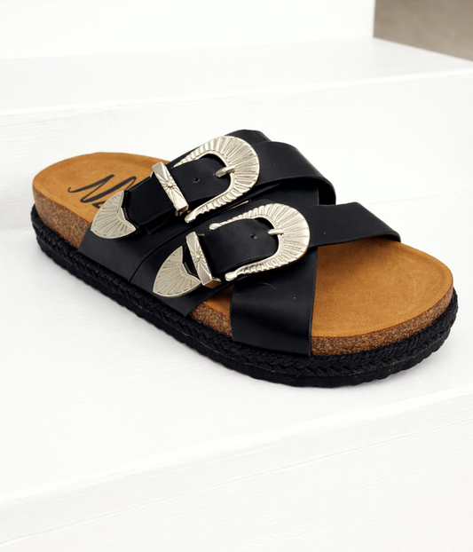 Iris Buckle Sandal in Black