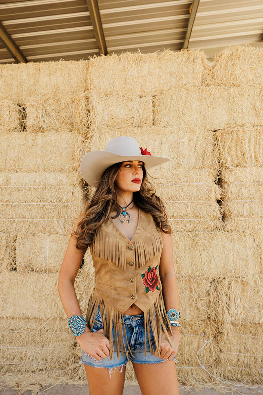 Wild Rose Fringe Vest