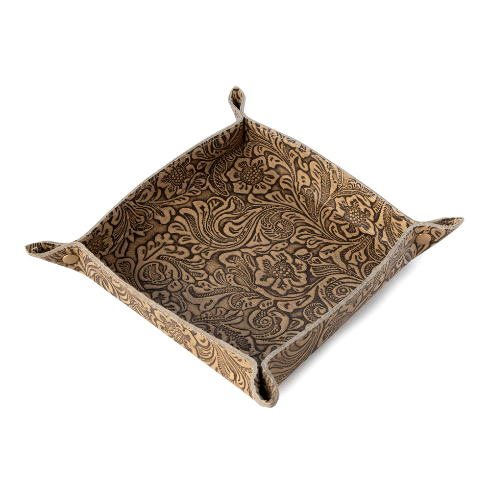 Myra Copperwind Leather Tray in Antique Brown