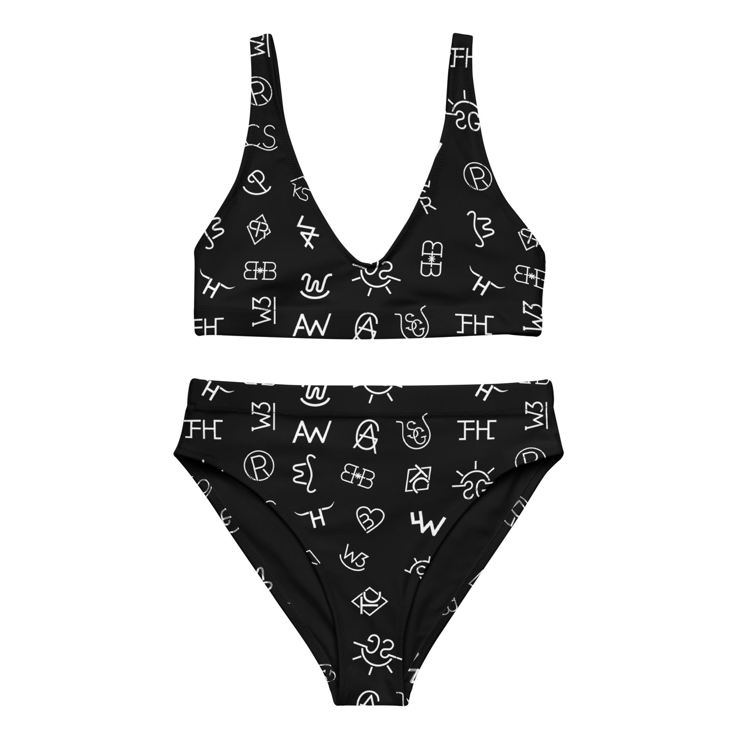 Branded high-waisted bikini