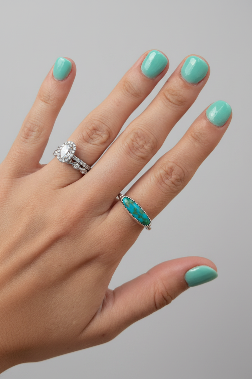 Bouse Royston Turquoise Horizontal Rings