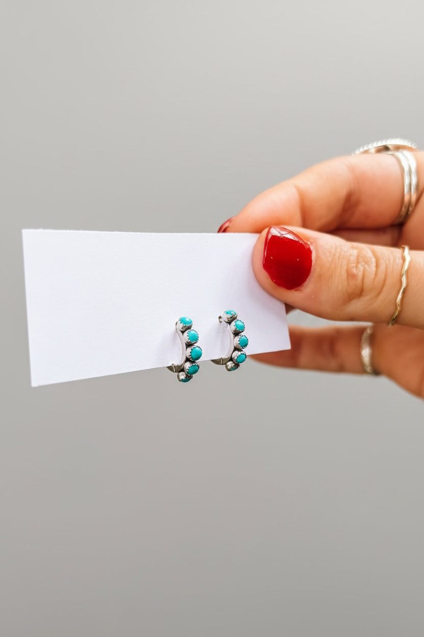 Cowlic Turquoise Huggie Hoop Earrings