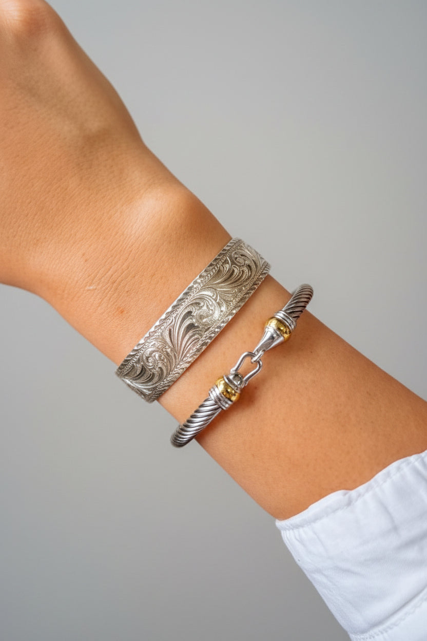 Eloy Western Scroll Silver Cuff Bracelet