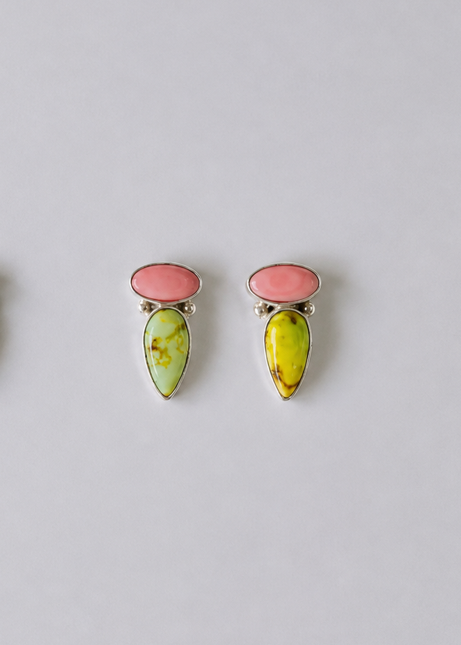 Emory Pink Conch and Palomino Earrings