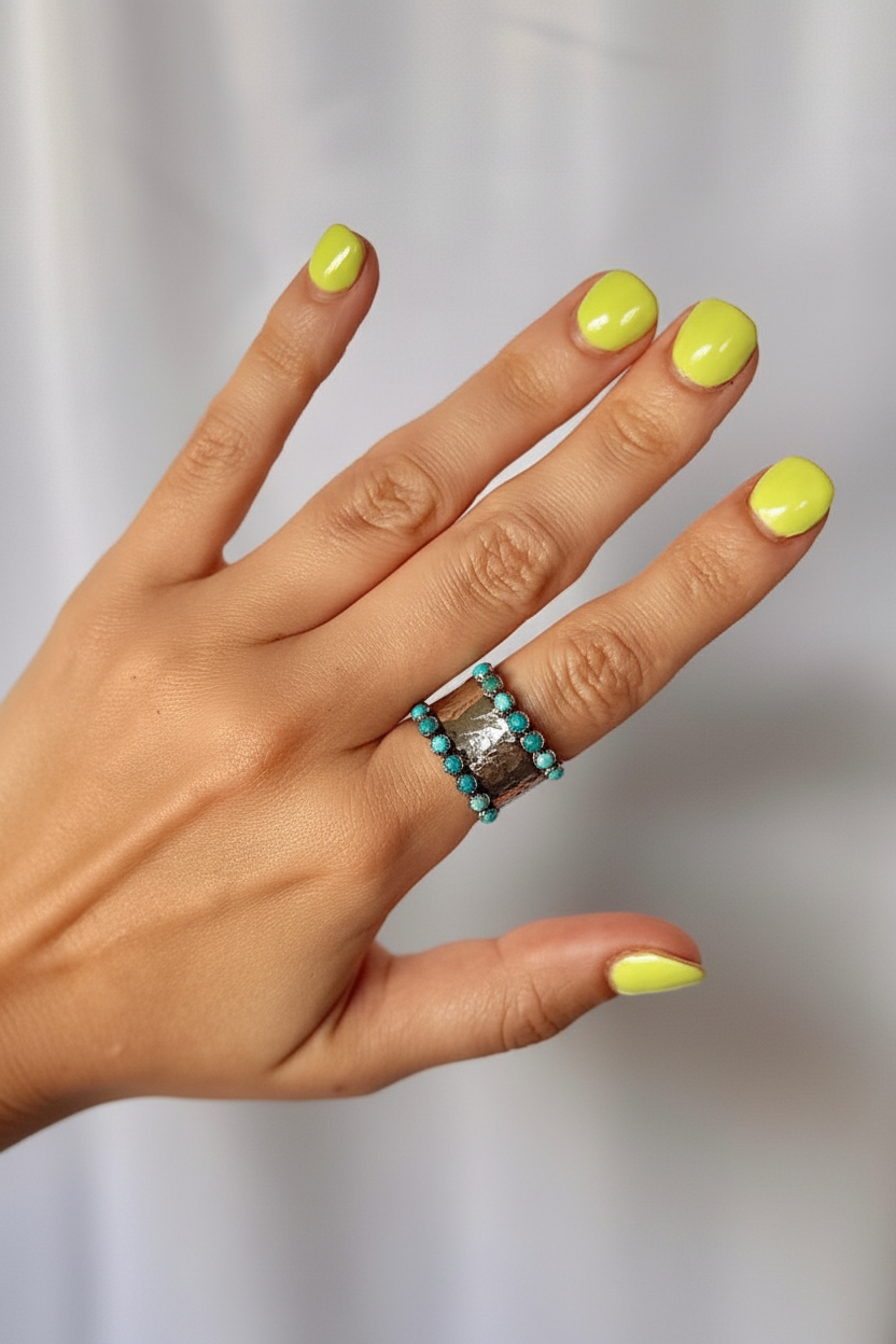 Farson Turquoise Hammered Ring