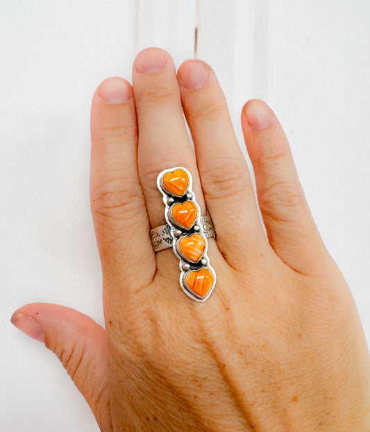 Four Stone Heart Ring